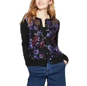 Black and Blue Cardigan with Lace